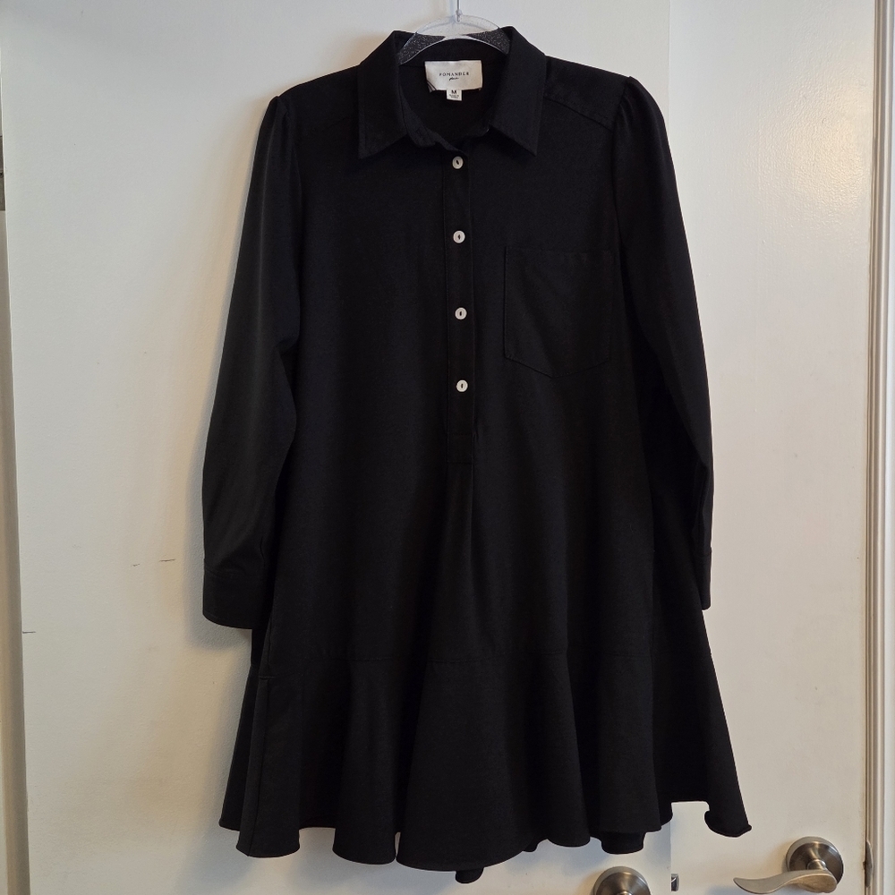 TUCKERNUCK POMANDER PLACE Black Crepe Callahan Shirt Dress Medium - Picture 3 of 12